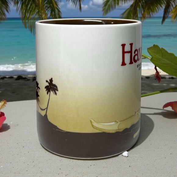 Starbucks Hawaii Icon Series Coffee Mug 16oz Palm Boat Island EUC - Picture 2 of 6